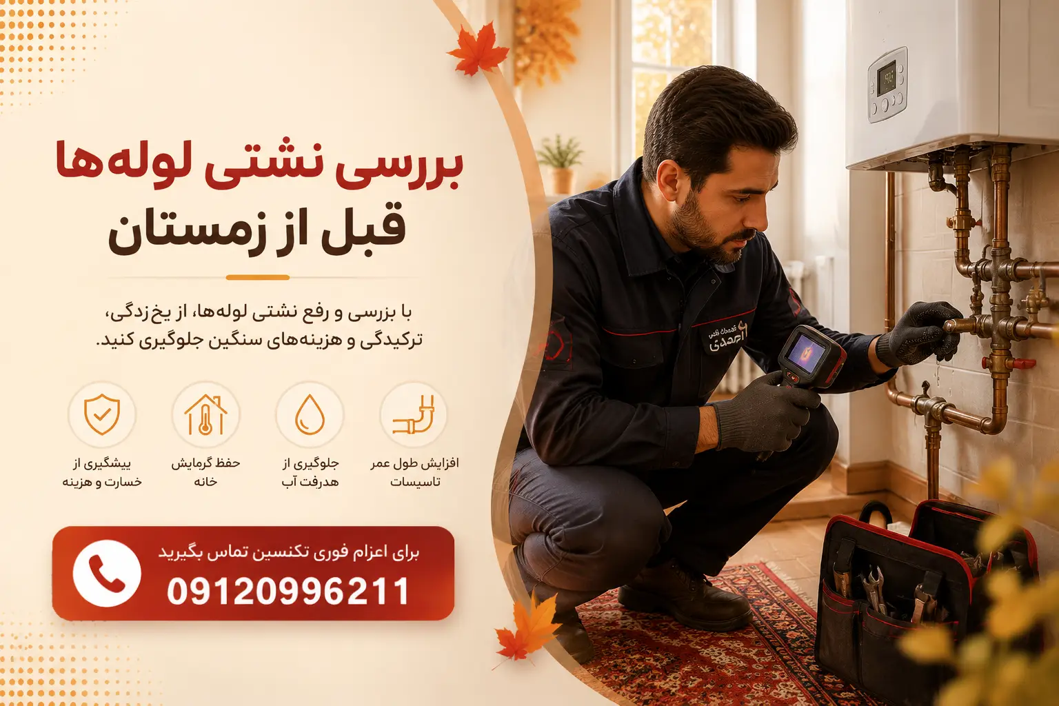 بررسی نشتی لوله‌ها قبل از زمستان